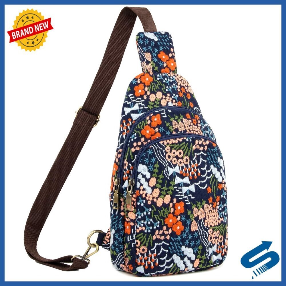 Canvas Sling Bag Crossbody Purse Travel Hiking Chest Fanny Pack Daypack